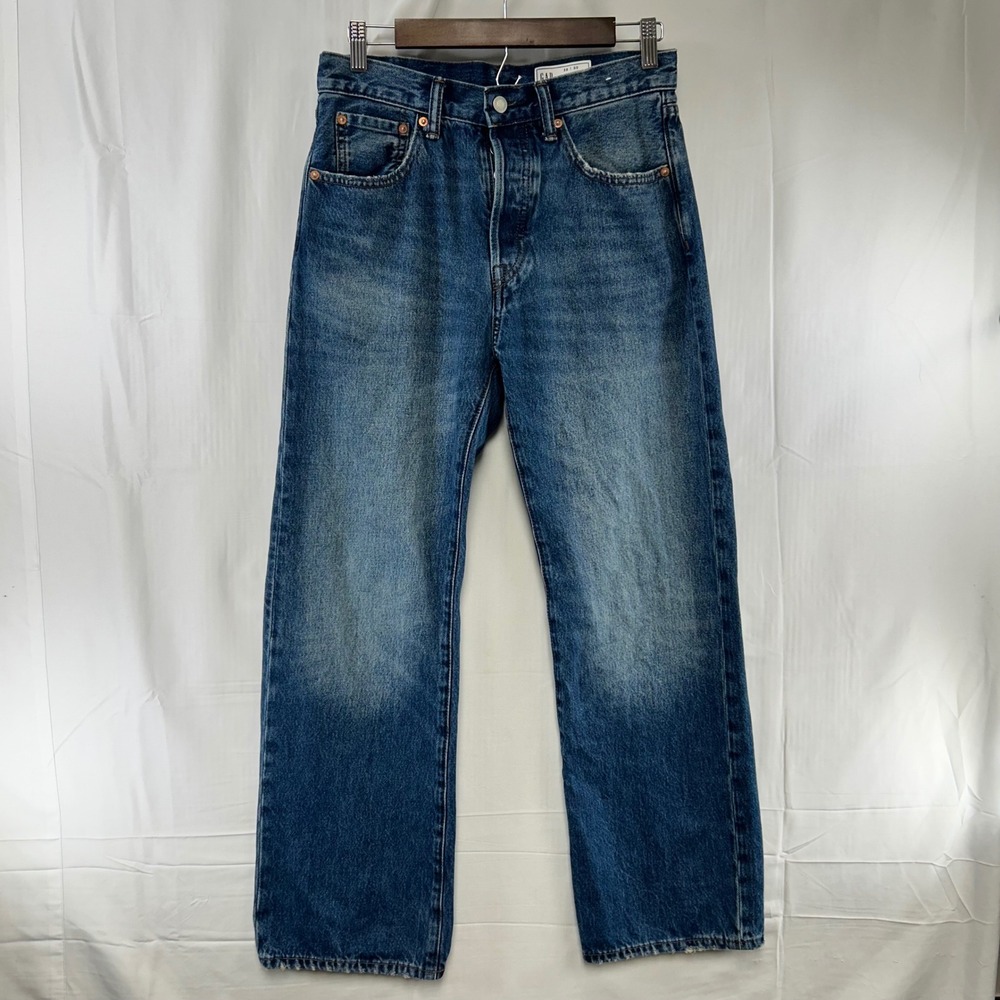 GAP 90s Loose Jeans Mens 28x30 Dark Wash Blue Regenerative Cotton Button Fly